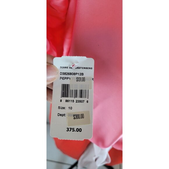 DIANE Von FURSTENBERG DVF Edna SILK Color Pink DOLMAN SLEEVE BELT DRESS Size 10 - Picture 13 of 16